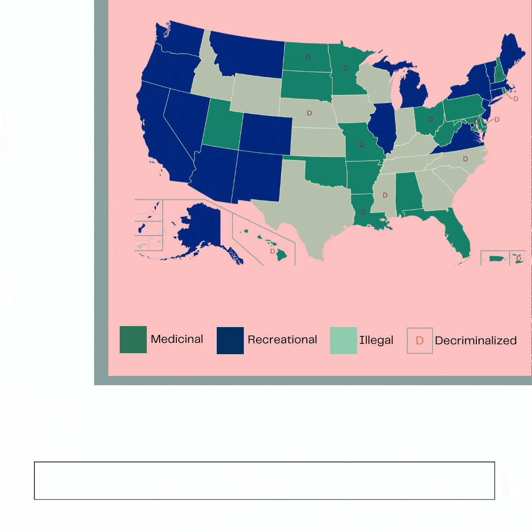 Map of cannabis laws by US state